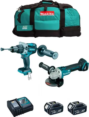 Produktbild von MAKITA Kit MK210 (DHP481 + DGA504 + 2 x 5,0 Ah + DC18RC + LXT600)