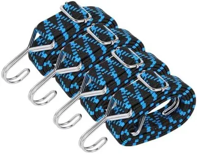 Produktbild von Verstellbar Spanngummi ,4er Expander mit Haken Gepäckspanner 100CM Gummispanner mit Haken für Sackkarre Gepäckträger Fahrrad Motorrad Camping Blau.