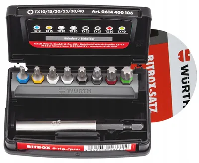 Produktbild von WURTH Bit-Set 1/4" TX 9-teilig mit Bithalter Praktische Box