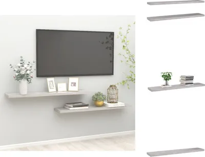 Image de vidaXL Étagères flottantes 2 pcs. Béton gris 120x23,5x3,8 cm MDF - Étagères murales