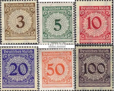 Produktbild von Briefmarken Deutsches Reich 1923 Mi 338-343 (kompl.Ausg.) gestempelt Neue Wertziffer