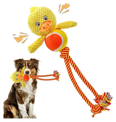 Produktbild von Hundespielzeug, Gelbe Ente Hundeball, Unzerstörbares Spielzeug für Kleine Hunde, Geräusch erzeugende Anti-Stress Ente für Kleine, Mittlere und Große Hunde