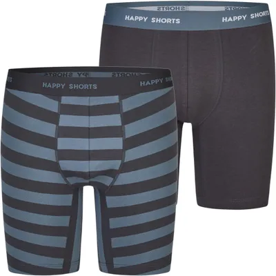 Produktbild von Happy Shorts Herren Langer Boxer 2-Pack Jersey Boxer Briefs - stripes - Größe M