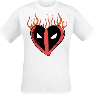 Zdjęcie produktu dla Koszulka Deadpool uni  z logo Flaming Heart, biała, rozmiar XL