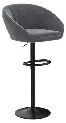 Immagine prodotto di Sgabello da bar imbottito, ideale per cucina e bar - Sgabello regolabile in altezza - Modello girevole - Seduta imbottita - Struttura in metallo - Design moderno - Colore grigio scuro