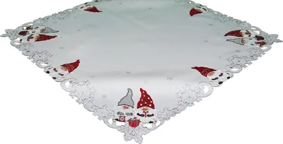 Produktbild von Tischdecke AMIRA Weihnachten Wichtel Polyester weiß 85 x 85 cm