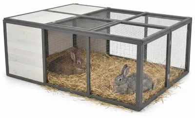 Image de Mucola Enclos pliable Enclos pour lapins Cage pour lapins Enclos pour cochons d'Inde Clapier pour petits animaux Clapier pour lapins - Blanc / Gris
