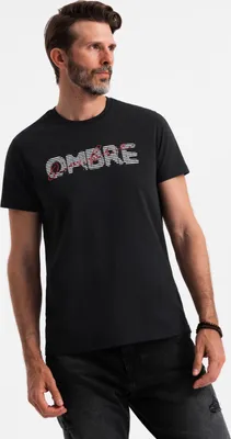 Zdjęcie produktu dla Ombre Clothing koszulka z krótkim rękawem dla mężczyzn Ropata czarna S