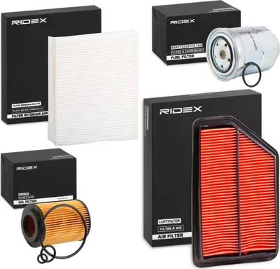Produktbild von RIDEX Filterset Inspektionspaket Filtersatz für HONDA CIVIC VIII Hatchback (FN, FK)