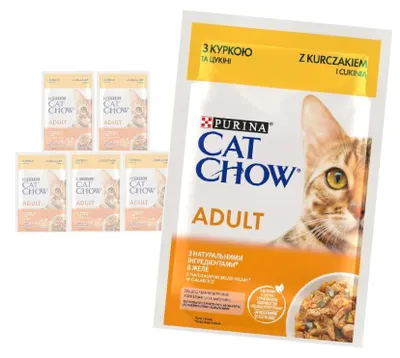 Zdjęcie produktu dla Purina Cat Chow Adult 6x85g Mokra Karma Dla Kota z Kurczakiem i Cukinią w Galaretce