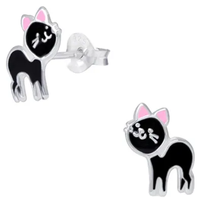 Produktbild von Kinder Ohrstecker: Mädchen Ohrringe Silber „Katze“