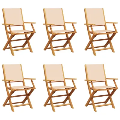 Produktbild von Gartenstühle 6 Stk. Klappbar Beige Stoff und Massivholz