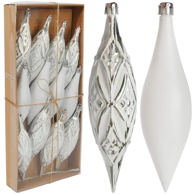 Image de Décorations de Noël pour sapin en forme de boules, incassables, lot de 12, ensemble de décorations en forme de stalactites