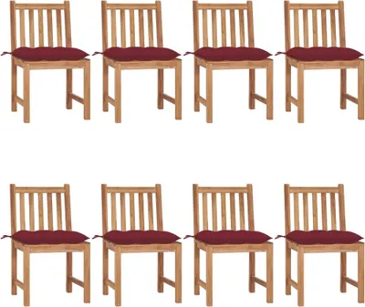 Produktbild von Gartenstühle 8 Stk. mit Kissen Massivholz Teak