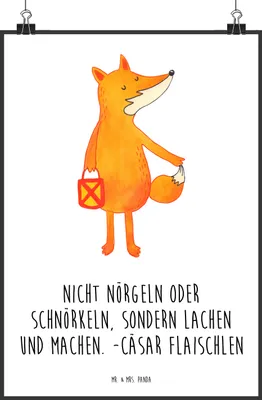 Produktbild von Mr. & Mrs. Panda Bild Fuchs Laterne DIN A0 - Weiß - Geschenk, Kunstdruck, Plakat, Sankt Martin, drucke, Gute Laune, Wandbild, wanddeko, Optimistisch, Positiv