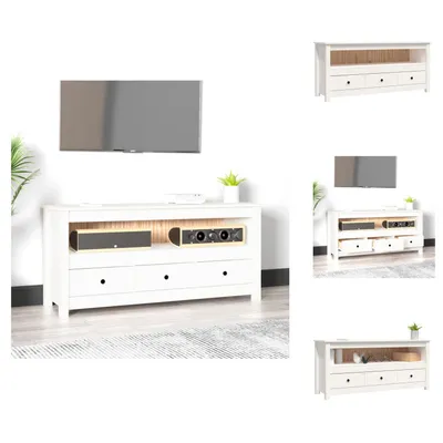 Produktbild von vidaXL TV-Schrank Weiß 114x35x52 cm Massivholz Kiefer - TV-Möbel