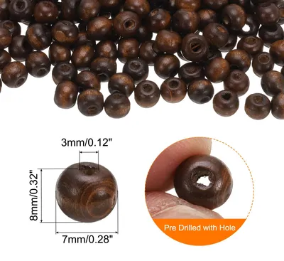 Produktbild von 500 Stk. Gro?e Loch Holzperlen Flechten Perlen, Unvollendete Natš¹rliche Fass Holz Abstandshalter Perlen fš¹r Handwerk Makramee Schmuckherstellung, Braun (8 x 7mm, 3mm Loch)