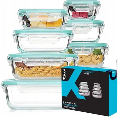 Zdjęcie produktu dla Szklane Pojemniki Na Żywność 8szt Pojemnik Lunchbox Do Mikrofali Lodówki