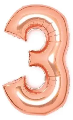 Image de Ballon en aluminium en forme de chiffre 3, rose doré, 50 x 66 cm - Amscan