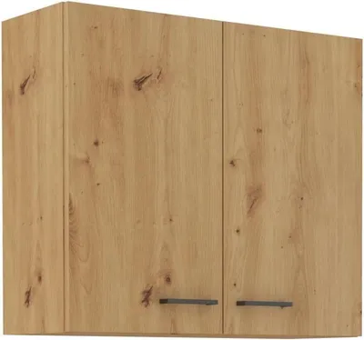 Zdjęcie produktu dla Szafka wysoka - MODENA - 80 cm - Dąb Artisan i czarny mat - CUISINIER