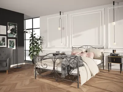 Produktbild von Metallbett PERU 120x200 Jugendzimmer Schlafzimmer Doppelbett Bettrahmen mit Lattenrost Bettrahmen Schwarz Metall