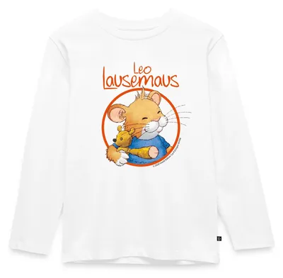 Produktbild von Spreadshirt Leo Lausemaus Logo Kinder Premium Langarmshirt, 98/104 (2 Jahre), Weiß