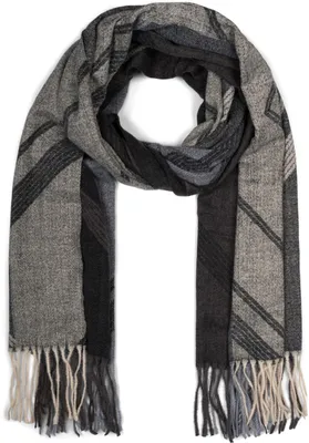 Produktbild von styleBREAKER Damen Web Schal mit Geometrischem Muster und Fransen, warme Winter Stola mehrfarbig 01017150