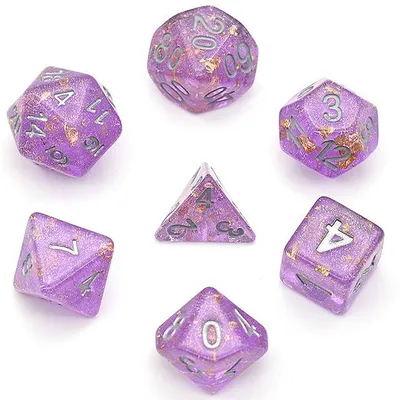 Produktbild von HOT Games Würfelset lila gold foil shimmer 7-teilig brick