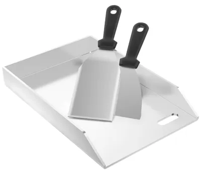 Produktbild von NAIZY Robuste Edelstahl Grillplatte & Grillblech, stabil Ofenblech Grillpfanne 20×30×4cm, 4mm, mit Fettablauf inkl. 2 Grill-Schaufeln für Grillparty