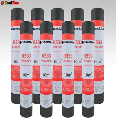 Produktbild von Dachpappe R333 Besandet 90m² 9 Rolle Bitumenbahn Bitumen-Dachbahn Markenware HQ