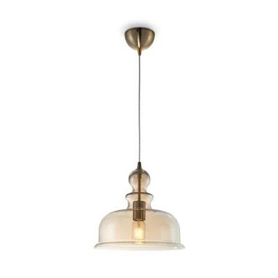 Produktbild von Hängelampe Metall Rauchglas E27 Ø 29,7 cm rund H: max. 150 cm in Bronze Bernstein Vintage Design
