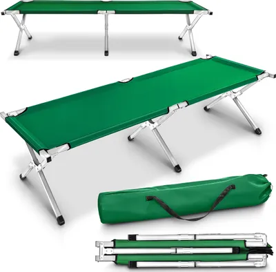 Produktbild von XL kempingová posteľ 210cm kempingová posteľ gauč pre hostí rozkladacia posteľ 150kg zelená