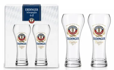 Produktbild von Erdinger Weißbräu Schnapsglas 4 cl 2er Set - Original Erdinger Stamper geeicht - Shotgläser aus Glas mit Geschenkverpackung
