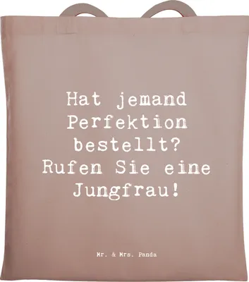 Produktbild von Mr. & Mrs. Panda Tote Bag Spruch Jungfrau Perfektion - Braun Pastell - Geschenk, Strukturiertheit, Einkaufstasche, Sternzeichen, Geschenke, Astrologie, Horoskop, Tasche
