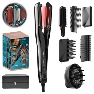 Immagine prodotto di Cecotec Piastra per capelli ad aria AirLisse 6in1 iTwerk Platinum. Potenza: 1000 W, 112000 giri al minuto, doppia piastra riscaldante.