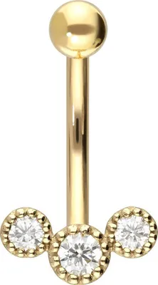 Produktbild von Bauchnabelpiercing 18 Karat Gold Bananabell 3 EINGEFASSTE MOISSANITE