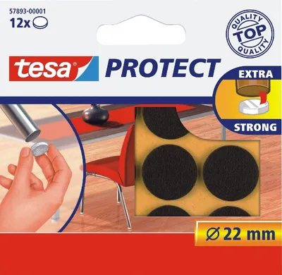 Zdjęcie produktu dla Ślizgacze filcowe Protect średnica 22 mm okrągłe brązowe opakowanie 20 sztuk