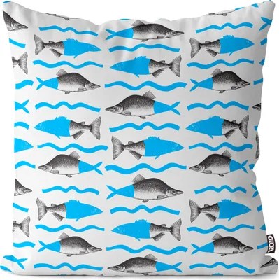 Produktbild von VOID Fische Lachs Schwarz Kissenbezug Kissenhülle Sofakissen Kissen Deko Outdoor-Kissen Dekokissen