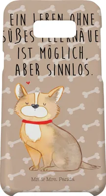 Produktbild von Mr. & Mrs. Panda Samsung Galaxy S8 plus Handyhülle  Hund Glück - Hundeglück - Geschenk, Herz, Hülle, Handy Case, Sprüche, Liebe, Spruch, Corgie, Cover