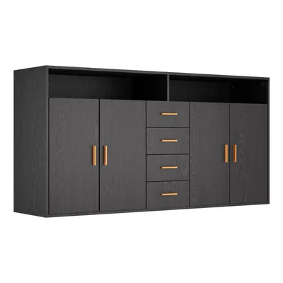 Produktbild von HOMAVO Sideboard mit 4 Schubladen, 2 Türen & offenen Fächern –Kommoden - B/H/T:160x81x40 cm