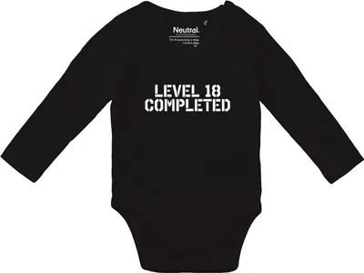 Produktbild von Huuraa Baby Body Level 18 Completed 80 Black  Baumwolle Fairtrade Langarmbody Geschenkidee