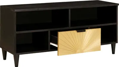 Produktbild von vidaXL TV-Schränk Schwarz und Gold 100 x 33 x 46 cm Holzwerkstoff