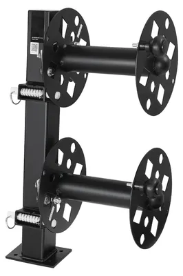 Produktbild von Doppel-Schweißkabeltrommel - Manuell - Zwei Leertrommeln - Für 38,1 m 70 mm² / 45,7 m 50 mm² Schweißkabel - Stahlkonstruktion - Mit Sicherungsstift - Für Werkstatt & Industrie