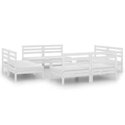 Produktbild von vidaXL 8-tlg. Garten-Lounge-Set Weiß Kiefer Massivholz