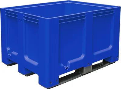 Produktbild von Großbox mit 3 Kufen, LxBxH 1200 x 1000 x 760 mm, geschlossen, blau, PE-HD, lebensmittelecht