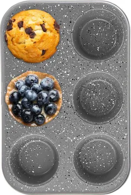 Produktbild von Orion Granitform Backform Muffinform Muffinblech Muffinförmchen zum Backen von großen Muffins Cupcakes 6 Stück GRANDE 32x22 cm
