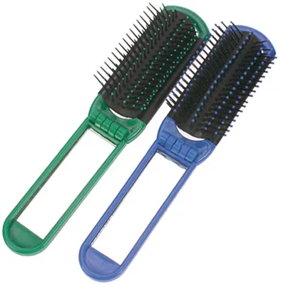 Image de Brosse à cheveux compacte, peigne à cheveux, brosse de voyage, brosse à cheveux pliable, avec miroir - 1 pièce