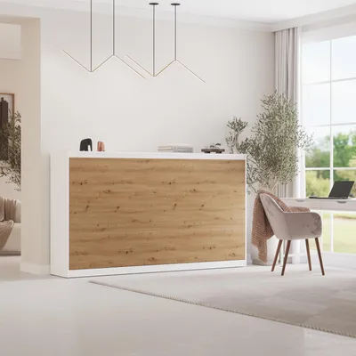 Produktbild von Schrankbett 100x200 Schlafzimmer & Ferienwohnungen Weiss/Wildeiche 100 Horizontal