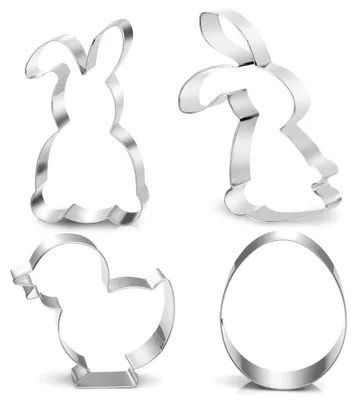 Produktbild von Osterkeksformen, große Osterkeksformen, 4-teiliges Osterkeksform-Set, Osterkeksformen für Kinder, Keksformen für Hasen, Eier und Küken