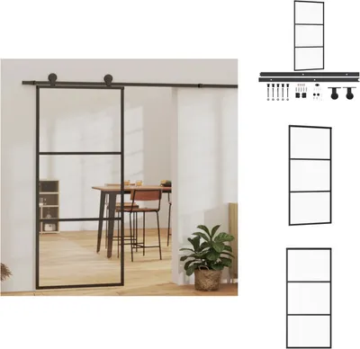 Productafbeelding van vidaXL Schuifdeur met beslag, veiligheidsglas en aluminium, 90x205 cm - Deuren